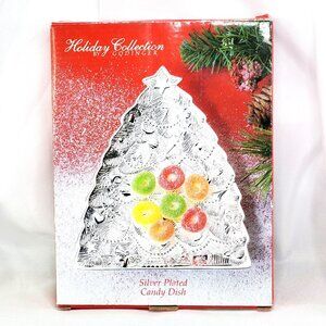 VTG Godinger Silver Plated Candy/ Nut Dish Christmas Tree Holiday Collection